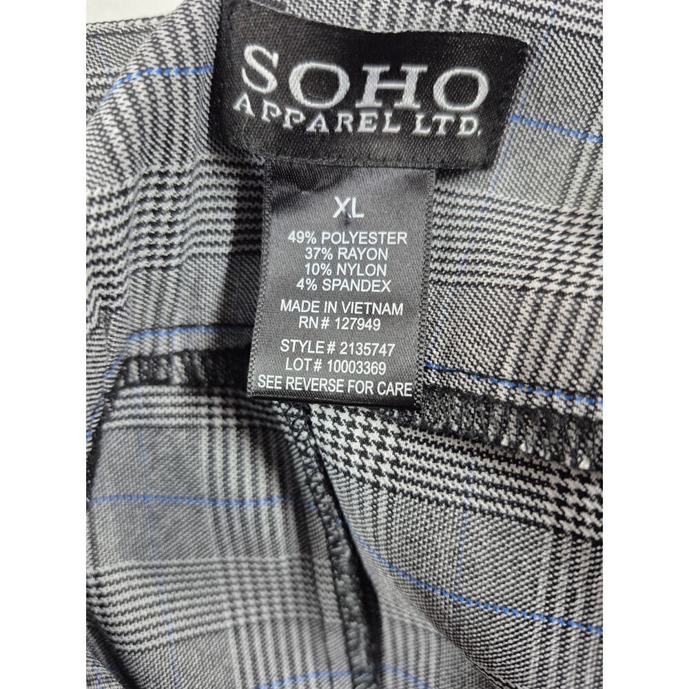 SOHO Poly Blend Houndstooth Plaid Skirt Black/White Blue Sz XL - Picture 3 of 4